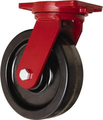 Hamilton - 10" Diam x 3" Wide x 12-1/2" OAH Top Plate Mount Swivel Caster - Phenolic, 2,900 Lb Capacity, Tapered Roller Bearing, 6-1/8 x 7-1/2" Plate - Exact Tool & Supply