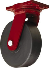 Hamilton - 10" Diam x 3" Wide x 12-1/2" OAH Top Plate Mount Swivel Caster - Nylon, 5,000 Lb Capacity, Sealed Precision Ball Bearing, 6-1/8 x 7-1/2" Plate - Exact Tool & Supply