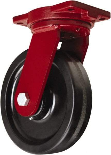 Hamilton - 10" Diam x 2-1/2" Wide x 12-1/2" OAH Top Plate Mount Swivel Caster - Phenolic, 2,500 Lb Capacity, Straight Roller Bearing, 6-1/8 x 7-1/2" Plate - Exact Tool & Supply