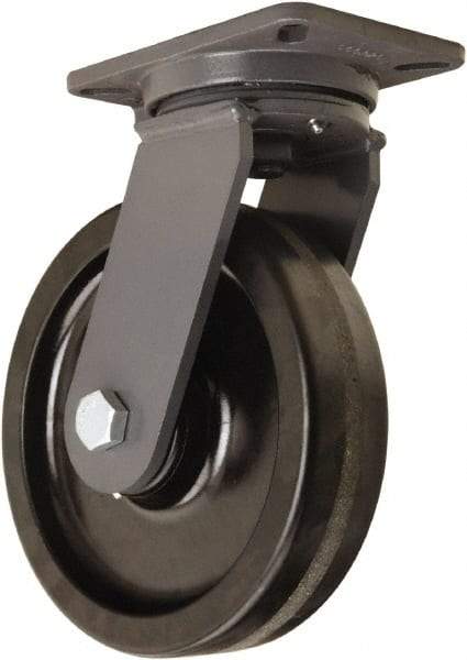 Hamilton - 10" Diam x 2-1/2" Wide x 12-1/2" OAH Top Plate Mount Swivel Caster - Phenolic, 2,500 Lb Capacity, Tapered Roller Bearing, 5-1/4 x 7-1/4" Plate - Exact Tool & Supply
