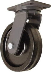 Hamilton - 10" Diam x 2-1/2" Wide x 12-1/2" OAH Top Plate Mount Swivel Caster - Phenolic, 2,500 Lb Capacity, Tapered Roller Bearing, 5-1/4 x 7-1/4" Plate - Exact Tool & Supply