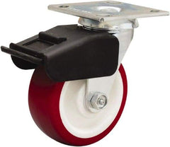 Hamilton - 5" Diam x 2" Wide x 6-1/2" OAH Top Plate Mount Swivel Caster - Polyurethane Mold on Polypropylene, 850 Lb Capacity, Straight Roller Bearing, 4 x 4-1/2" Plate - Exact Tool & Supply