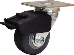 Hamilton - 4" Diam x 2" Wide x 5-5/8" OAH Top Plate Mount Swivel Caster - Rubber Mold on Polyolefin, 300 Lb Capacity, Straight Roller Bearing, 4 x 4-1/2" Plate - Exact Tool & Supply