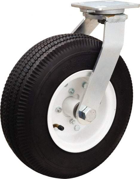 Hamilton - 12" Diam, Rubber Swivel Caster - 625 Lb Capacity, Top Plate Mount, 4" x 5" Plate, Straight Roller Bearing - Exact Tool & Supply