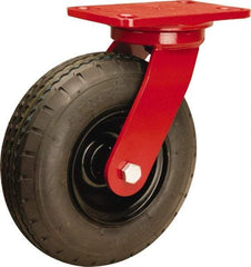 Hamilton - 8" Diam, Rubber Swivel Caster - 330 Lb Capacity, Top Plate Mount, 4-1/2" x 6-1/2" Plate, Sealed Precision Ball Bearing - Exact Tool & Supply