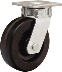 Hamilton - 6" Diam x 2" Wide x 7-1/2" OAH Top Plate Mount Swivel Caster - Phenolic, 1,200 Lb Capacity, Straight Roller Bearing, 4 x 4-1/2" Plate - Exact Tool & Supply