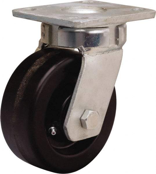 Hamilton - 5" Diam x 2" Wide x 7" OAH Top Plate Mount Swivel Caster - Phenolic, 1,000 Lb Capacity, Straight Roller Bearing, 4 x 4-1/2" Plate - Exact Tool & Supply