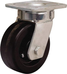 Hamilton - 5" Diam x 2" Wide x 7" OAH Top Plate Mount Swivel Caster - Phenolic, 1,000 Lb Capacity, Straight Roller Bearing, 4 x 4-1/2" Plate - Exact Tool & Supply