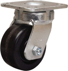 Hamilton - 4" Diam x 2" Wide x 5-5/8" OAH Top Plate Mount Swivel Caster - Phenolic, 800 Lb Capacity, Straight Roller Bearing, 4 x 4-1/2" Plate - Exact Tool & Supply