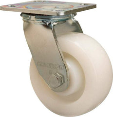 Hamilton - 5" Diam x 2" Wide x 6-1/2" OAH Top Plate Mount Swivel Caster - Nylon, 900 Lb Capacity, Sealed Precision Ball Bearing, 4 x 4-1/2" Plate - Exact Tool & Supply
