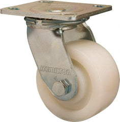 Hamilton - 4" Diam x 2" Wide x 5-5/8" OAH Top Plate Mount Swivel Caster - Nylon, 800 Lb Capacity, Sealed Precision Ball Bearing, 4 x 4-1/2" Plate - Exact Tool & Supply
