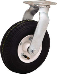Hamilton - 8" Diam, Rubber Swivel Caster - 320 Lb Capacity, Top Plate Mount, 4" x 4-1/2" Plate, Precision Ball Bearing - Exact Tool & Supply