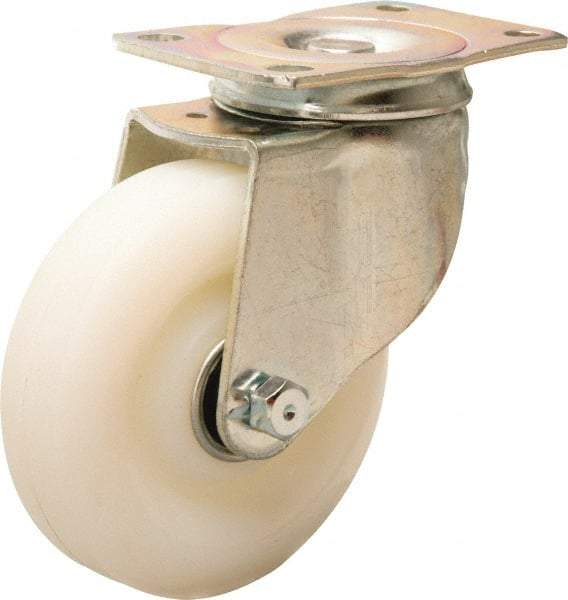 Hamilton - 5" Diam x 1-1/4" Wide x 6-1/16" OAH Top Plate Mount Swivel Caster - Nylon, 325 Lb Capacity, Sealed Ball Bearing, 2-1/2 x 3-3/4" Plate - Exact Tool & Supply