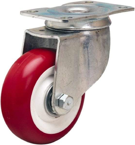 Hamilton - 3-1/2" Diam x 1-3/8" Wide x 4-13/16" OAH Top Plate Mount Swivel Caster - Polyurethane Mold on Polypropylene, 325 Lb Capacity, Sealed Precision Ball Bearing, 2-1/2 x 3-3/4" Plate - Exact Tool & Supply