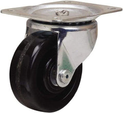 Hamilton - 4" Diam x 1-1/2" Wide x 5" OAH Top Plate Mount Swivel Caster - Phenolic, 375 Lb Capacity, Straight Roller Bearing, 4 x 5-1/8" Plate - Exact Tool & Supply