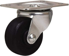 Hamilton - 2-1/2" Diam x 1-1/8" Wide x 3-1/4" OAH Top Plate Mount Swivel Caster - Hard Rubber, 175 Lb Capacity, Self-Lubricating Bearing, 2-1/4 x 4-1/2" Plate - Exact Tool & Supply