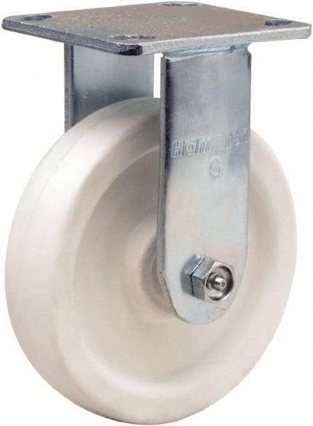 Hamilton - 6" Diam x 1-1/2" Wide x 7-1/2" OAH Top Plate Mount Rigid Caster - Polyolefin, 550 Lb Capacity, Delrin Bearing, 4 x 4-1/2" Plate - Exact Tool & Supply