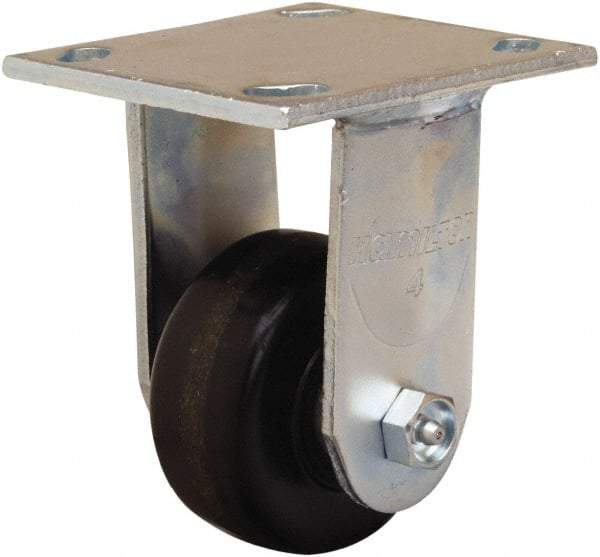 Hamilton - 3-1/4" Diam x 1-1/2" Wide x 5-1/4" OAH Top Plate Mount Rigid Caster - Phenolic, 550 Lb Capacity, Straight Roller Bearing, 4 x 4-1/2" Plate - Exact Tool & Supply