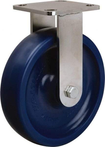 Hamilton - 8" Diam x 2" Wide x 9-1/2" OAH Top Plate Mount Rigid Caster - Polyurethane, 1,000 Lb Capacity, Delrin Bearing, 4 x 4-1/2" Plate - Exact Tool & Supply