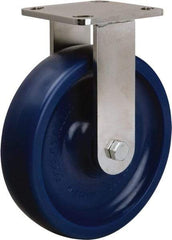 Hamilton - 8" Diam x 2" Wide x 9-1/2" OAH Top Plate Mount Rigid Caster - Polyurethane, 1,000 Lb Capacity, Delrin Bearing, 4 x 4-1/2" Plate - Exact Tool & Supply