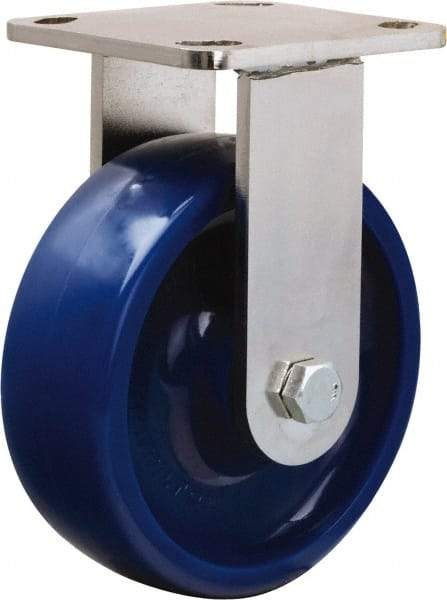 Hamilton - 6" Diam x 2" Wide x 7-1/2" OAH Top Plate Mount Rigid Caster - Polyurethane, 1,000 Lb Capacity, Delrin Bearing, 4 x 4-1/2" Plate - Exact Tool & Supply