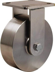 Hamilton - 6" Diam x 2" Wide x 7-1/2" OAH Top Plate Mount Rigid Caster - Forged Steel, 1,000 Lb Capacity, Delrin Bearing, 4 x 4-1/2" Plate - Exact Tool & Supply
