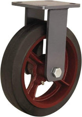 Hamilton - 8" Diam x 2" Wide x 9-1/2" OAH Top Plate Mount Rigid Caster - Rubber Mold on Cast Iron, 500 Lb Capacity, Straight Roller Bearing, 4 x 4-1/2" Plate - Exact Tool & Supply