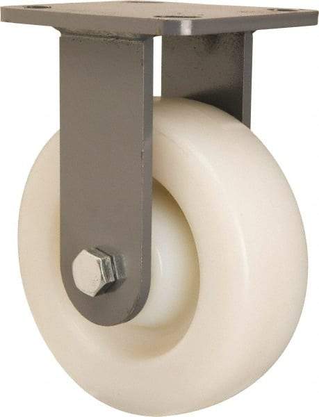 Hamilton - 6" Diam x 2" Wide x 7-1/2" OAH Top Plate Mount Rigid Caster - Nylon, Sealed Precision Ball Bearing, 4 x 4-1/2" Plate - Exact Tool & Supply