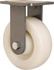 Hamilton - 6" Diam x 2" Wide x 7-1/2" OAH Top Plate Mount Rigid Caster - Nylon, Sealed Precision Ball Bearing, 4 x 4-1/2" Plate - Exact Tool & Supply