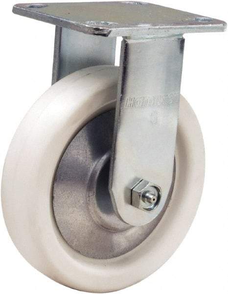 Hamilton - 6" Diam x 1-1/2" Wide x 7-1/2" OAH Top Plate Mount Rigid Caster - Polyolefin, 525 Lb Capacity, Delrin Bearing, 4 x 4-1/2" Plate - Exact Tool & Supply