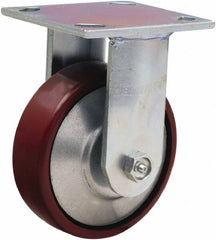 Hamilton - 5" Diam x 1-1/2" Wide x 6-1/2" OAH Top Plate Mount Rigid Caster - Cast Iron, 750 Lb Capacity, Straight Roller Bearing, 4 x 4-1/2" Plate - Exact Tool & Supply