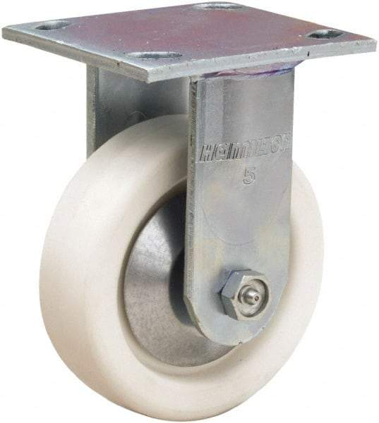 Hamilton - 5" Diam x 1-1/2" Wide x 6-1/2" OAH Top Plate Mount Rigid Caster - Polyolefin, 400 Lb Capacity, Delrin Bearing, 4 x 4-1/2" Plate - Exact Tool & Supply