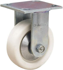 Hamilton - 5" Diam x 1-1/2" Wide x 6-1/2" OAH Top Plate Mount Rigid Caster - Polyolefin, 400 Lb Capacity, Delrin Bearing, 4 x 4-1/2" Plate - Exact Tool & Supply