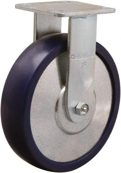 Hamilton - 8" Diam x 2" Wide x 9-1/2" OAH Top Plate Mount Rigid Caster - Polyurethane, 900 Lb Capacity, Sealed Precision Ball Bearing, 4 x 4-1/2" Plate - Exact Tool & Supply