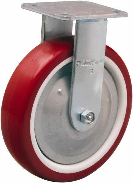 Hamilton - 8" Diam x 2" Wide x 9-1/2" OAH Top Plate Mount Rigid Caster - Polyurethane Mold on Polypropylene, 900 Lb Capacity, Straight Roller Bearing, 4 x 4-1/2" Plate - Exact Tool & Supply