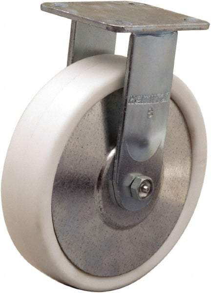 Hamilton - 8" Diam x 2" Wide x 9-1/2" OAH Top Plate Mount Rigid Caster - Polyolefin, 900 Lb Capacity, Delrin Bearing, 4 x 4-1/2" Plate - Exact Tool & Supply