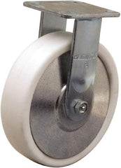 Hamilton - 8" Diam x 2" Wide x 9-1/2" OAH Top Plate Mount Rigid Caster - Polyolefin, 900 Lb Capacity, Delrin Bearing, 4 x 4-1/2" Plate - Exact Tool & Supply