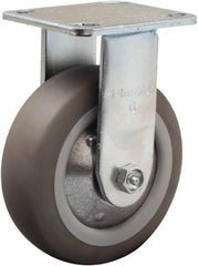 Hamilton - 6" Diam x 2" Wide x 7-1/2" OAH Top Plate Mount Rigid Caster - Rubber Mold on Polyolefin, 410 Lb Capacity, Straight Roller Bearing, 4 x 4-1/2" Plate - Exact Tool & Supply