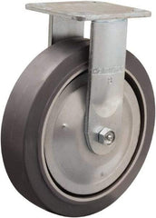 Hamilton - 8" Diam x 2" Wide x 9-1/2" OAH Top Plate Mount Rigid Caster - Rubber Mold on Aluminum, 500 Lb Capacity, Straight Roller Bearing, 4 x 4-1/2" Plate - Exact Tool & Supply
