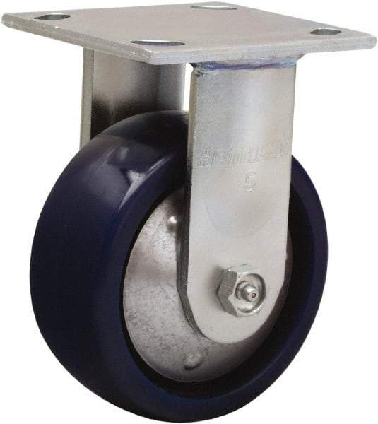 Hamilton - 5" Diam x 2" Wide x 6-1/2" OAH Top Plate Mount Rigid Caster - Polyurethane, 900 Lb Capacity, Sealed Precision Ball Bearing, 4 x 4-1/2" Plate - Exact Tool & Supply