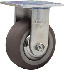 Hamilton - 5" Diam x 2" Wide x 6-1/2" OAH Top Plate Mount Rigid Caster - Rubber Mold on Polyolefin, 350 Lb Capacity, Straight Roller Bearing, 4 x 4-1/2" Plate - Exact Tool & Supply