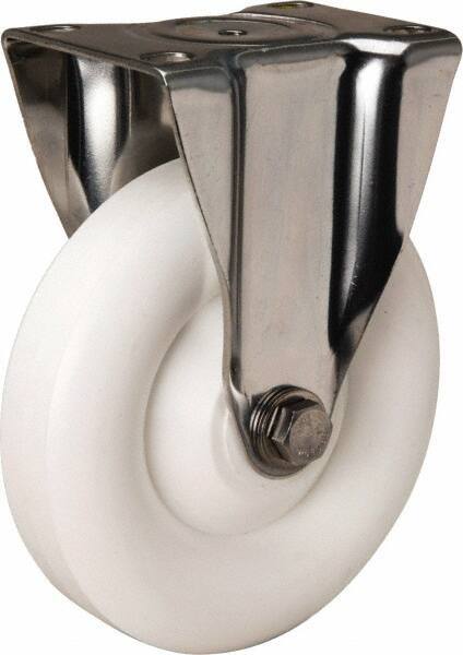 Hamilton - 5" Diam x 1-3/8" Wide x 6-1/4" OAH Top Plate Mount Rigid Caster - Polyolefin, 300 Lb Capacity, Plain Bore Bearing, 2-3/8 x 3-5/8" Plate - Exact Tool & Supply