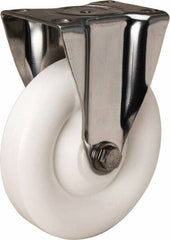 Hamilton - 5" Diam x 1-3/8" Wide x 6-1/4" OAH Top Plate Mount Rigid Caster - Polyolefin, 300 Lb Capacity, Plain Bore Bearing, 2-3/8 x 3-5/8" Plate - Exact Tool & Supply