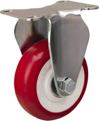 Hamilton - 3-1/2" Diam x 1-3/8" Wide x 4-7/8" OAH Top Plate Mount Rigid Caster - Polyurethane Mold on Polypropylene, 325 Lb Capacity, Delrin Bearing, 2-3/8 x 3-5/8" Plate - Exact Tool & Supply