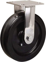Hamilton - 8" Diam x 2" Wide x 9-1/2" OAH Top Plate Mount Rigid Caster - Phenolic, 800 Lb Capacity, Delrin Bearing, 3-3/4 x 4-1/2" Plate - Exact Tool & Supply