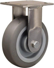 Hamilton - 6" Diam x 2" Wide x 7-1/2" OAH Top Plate Mount Rigid Caster - Rubber Mold on Polyolefin, 410 Lb Capacity, Delrin Bearing, 3-3/4 x 4-1/2" Plate - Exact Tool & Supply