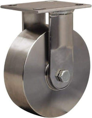 Hamilton - 6" Diam x 2" Wide x 7-1/2" OAH Top Plate Mount Rigid Caster - Forged Steel, 800 Lb Capacity, Plain Bore Bearing, 3-3/4 x 4-1/2" Plate - Exact Tool & Supply