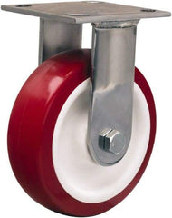 Hamilton - 6" Diam x 2" Wide x 7-1/2" OAH Top Plate Mount Rigid Caster - Polyurethane Mold on Polypropylene, 800 Lb Capacity, Delrin Bearing, 3-3/4 x 4-1/2" Plate - Exact Tool & Supply