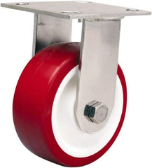 Hamilton - 5" Diam x 2" Wide x 6-1/2" OAH Top Plate Mount Rigid Caster - Polyurethane Mold on Polypropylene, 800 Lb Capacity, Delrin Bearing, 3-3/4 x 4-1/2" Plate - Exact Tool & Supply