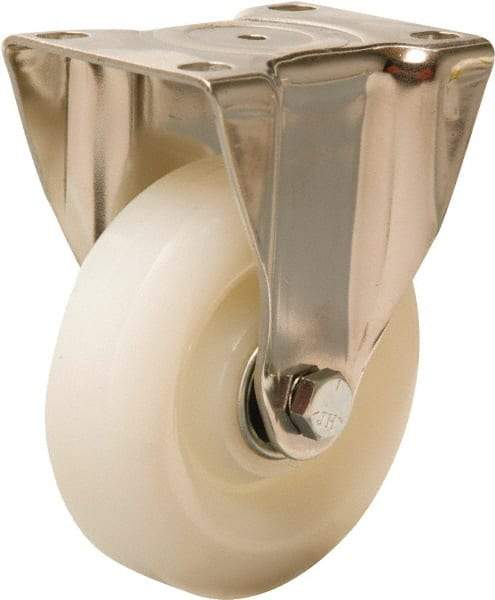Hamilton - 4" Diam x 1-1/4" Wide x 5-1/8" OAH Top Plate Mount Rigid Caster - Nylon, 325 Lb Capacity, Plain Bore Bearing, 2-3/8 x 3-5/8" Plate - Exact Tool & Supply